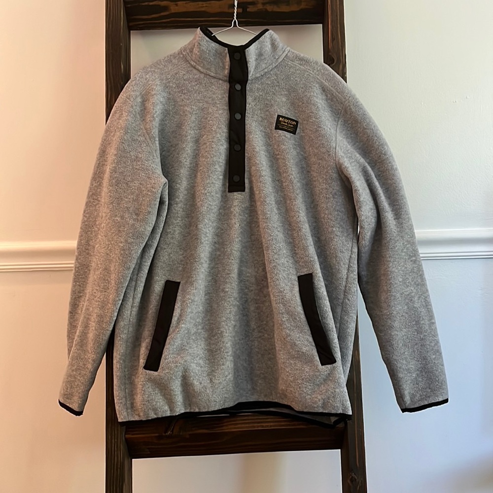 Burton Mens button up Quarter Fleece jacket size L
